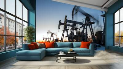 Oil well pumps. Wall mural