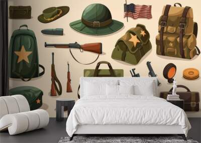 Veterans Day military souvenir or memorabilia items  Wall mural