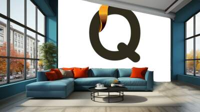 Initial letter Q and wave logo with golden gradient
 Wall mural