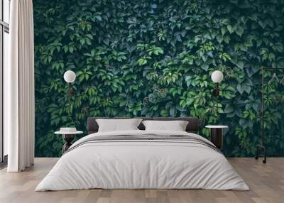 Green plant leaves background, foliage wall, toned Wall mural