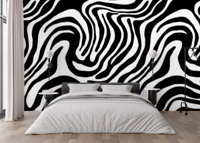 Abstract black and white line doodle seamless pattern. Creative squiggle style drawing background, trendy design with basic shapes. Simple hand drawn wallpaper print texture. Wall mural