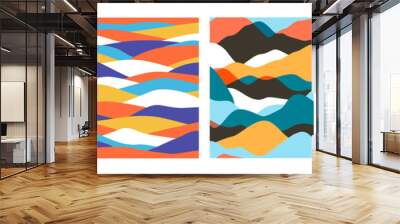 Abstract mountain landscape seamless pattern collection. Colorful wave background set with geometric textures and nature environment shapes. Wall mural