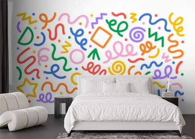 fun colorful line doodle shape set. creative minimalist style art symbol collection for children or  Wall mural