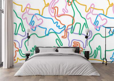 Funny abstract animal shape seamless pattern. Children wrist band decoration background, colorful kid backdrop with giraffe, elephant and dog bands. Wall mural