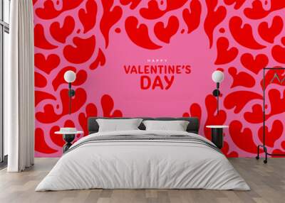 Happy Valentine's Day celebration web template background. Pink love heart illustration, online holiday banner or special event card. Wall mural