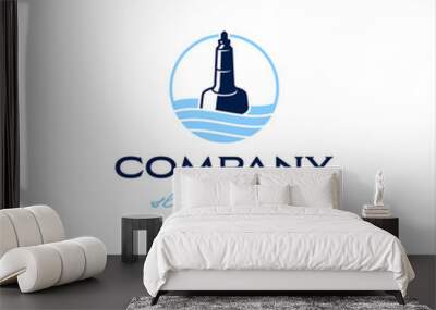 Buoy floating logo with waves in masculine style design Wall mural