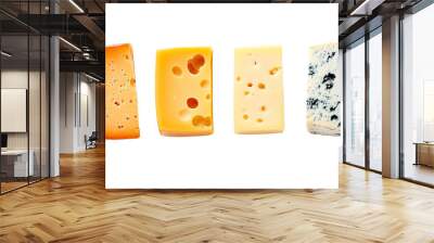 set of 4 sliced cheese isolated Wall mural