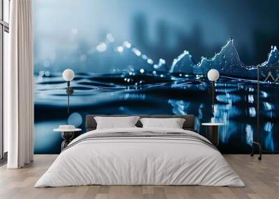 Stock market tickers abstract technology background symbolizing water as a commodity Wall mural