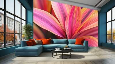 Vibrant Cordyline Leaf - Close-up of Lush Tropical Foliage in Natural Light Wall mural