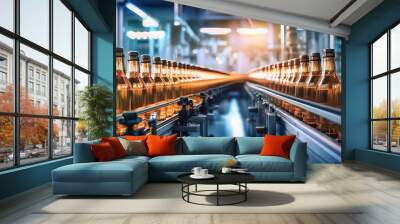 Bottling Line in Industrial Setting Wall mural