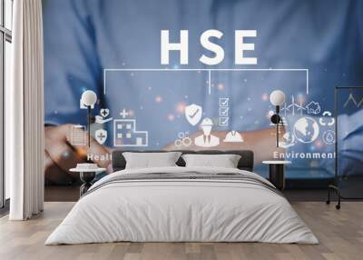 HSE - health safety environment acronym Banner for business and organization. Standard safe industrial work and industrial. Health Safety Environment. Wall mural