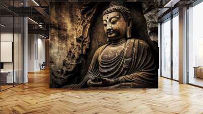 Buddha Statue, Generative ai Wall mural