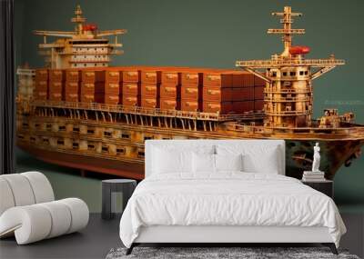 cargo ship or Container ship in the ocean Wall mural