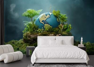 Earth day, Sustainable green Eco-friendly, with copy space for text, Generative ai Wall mural