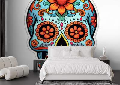 Isolated PNG cutout of a dia de los muertos, Day of the dead  sugar skull, Generative ai Wall mural