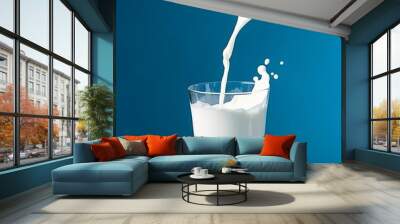 World Milk Day Illustration with Glass of Milk, Generative Ai Wall mural