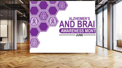 Alzheimer's And Brain awareness Month. June. Holiday concept. Template for background, banner, card, poster with text inscription. Wall mural