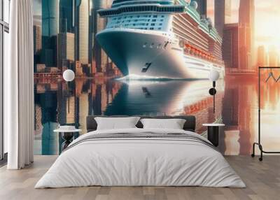  Reflection of a cruise ship in the ocean showcasing the scale a Wall mural