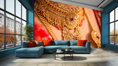 bride's jewelery in indian wedding Wall mural