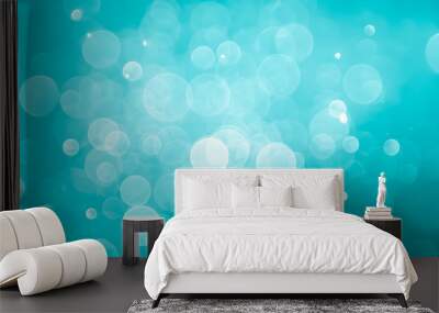 abstract aqua blue background with soft blur bokeh light effect Wall mural