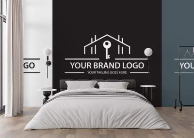 vector logo with house and key symbol Wall mural