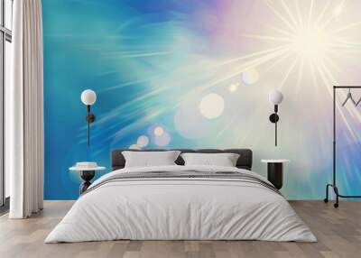 Abstract blue and white light rays background Wall mural