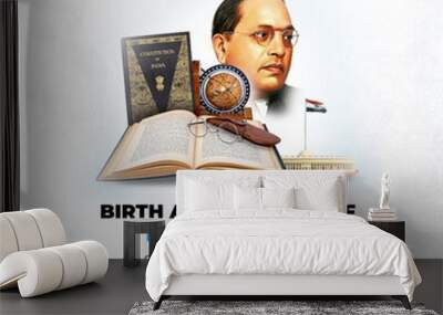 Birth Anniversary of Dr. B.R. Ambedkar Poster: Celebrate the birth anniversary of Dr. B.R. Ambedkar with this respectful poster highlighting his contributions to society. Wall mural