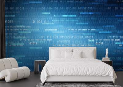 2d illustration abstract digital binary data on computer screen
 Wall mural