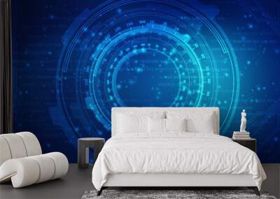 2d illustration Abstract futuristic electronic circuit technology background Wall mural