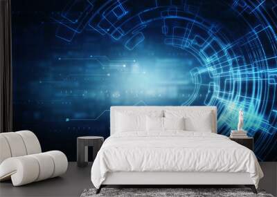 2d illustration Abstract futuristic electronic circuit technology background Wall mural