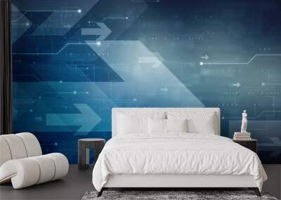 2d illustration Abstract futuristic electronic circuit technology background Wall mural