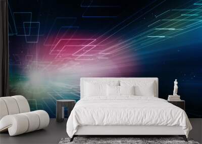 2d illustration Abstract futuristic electronic circuit technology background Wall mural