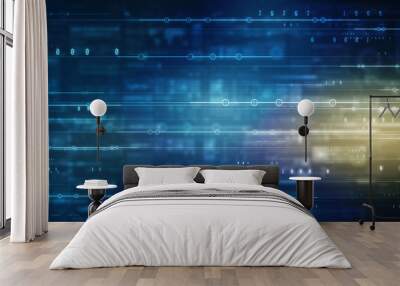 2d illustration Abstract futuristic electronic circuit technology background Wall mural