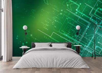 2d illustration Abstract futuristic electronic circuit technology background Wall mural