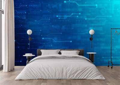 2d illustration Abstract futuristic electronic circuit technology background Wall mural