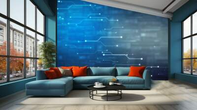 2d illustration Abstract futuristic electronic circuit technology background Wall mural