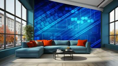 2d illustration Abstract futuristic electronic circuit technology background Wall mural