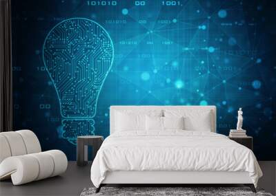 2d illustration bulb future technology, innovation background, creative idea concept  Wall mural