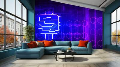 2d illustration latest computer microchips Wall mural