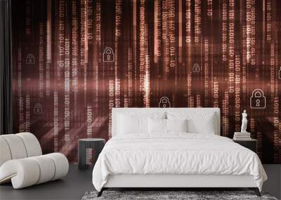 2d illustration Safety concept: Closed Padlock on digital background
 Wall mural