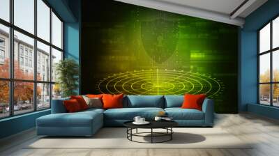 2d illustration technology cyber security in shield Wall mural