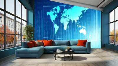 2d illustration world map abstract background Wall mural