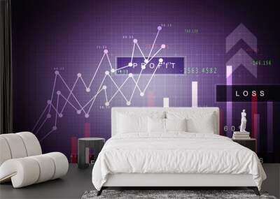 2d rendering Stock market online business concept. business Graph 
 Wall mural