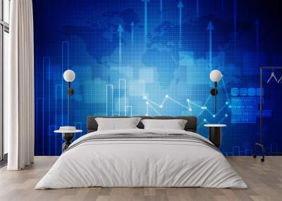 2d rendering Stock market online business concept. business Graph  Wall mural