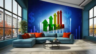 3d illustration Growth in real estate shown on graph
 Wall mural