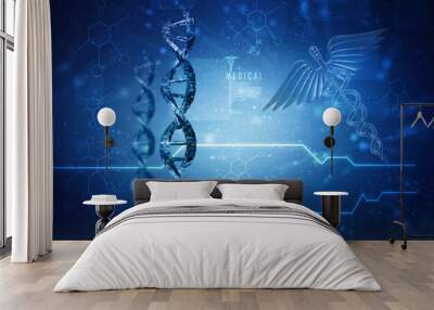 3d render of dna structure, abstract background Wall mural