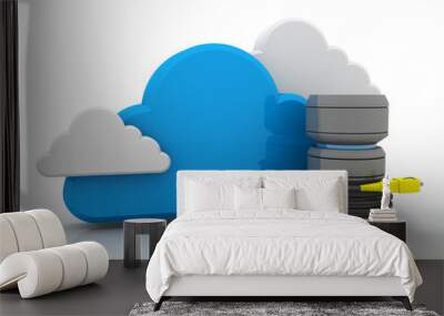 3d rendering aux cable connected cloud database Wall mural