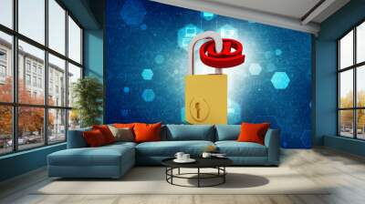 3d rendering E-mail symbol with lock. Internet security concept Wall mural