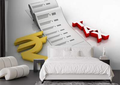 3D rendering illustration Rupee currency with tax  Wall mural