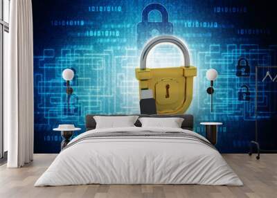 3d rendering lock Pendrive Wall mural